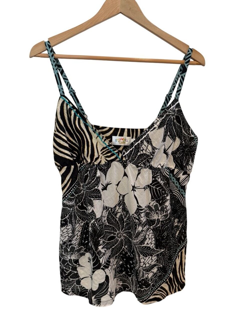 Jams World Floral Zebra Cotton Camisole Tank Size L